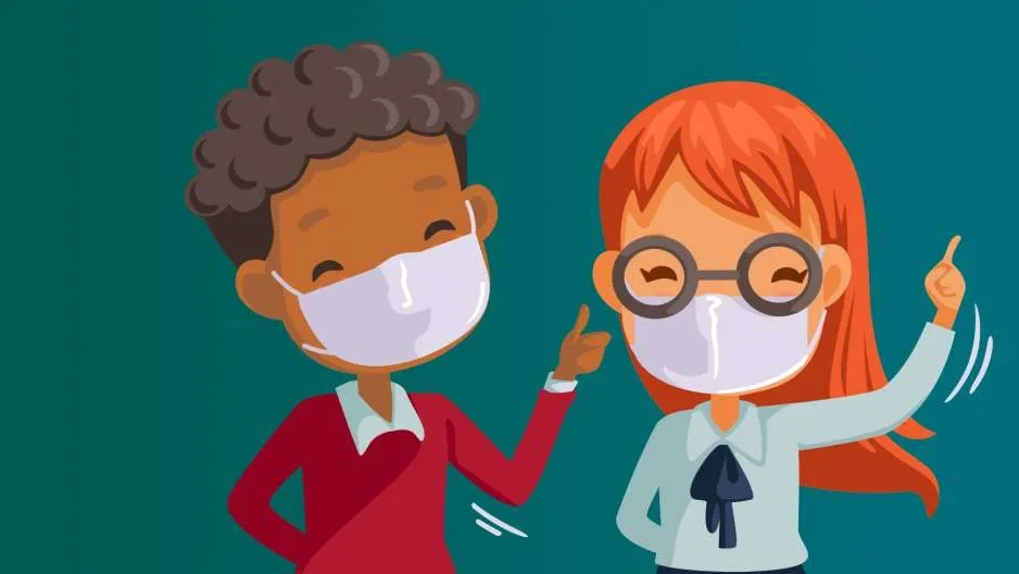 Clip Art of children wearing medical masks