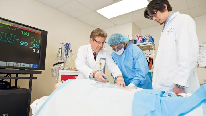 Doctor guiding students/residents