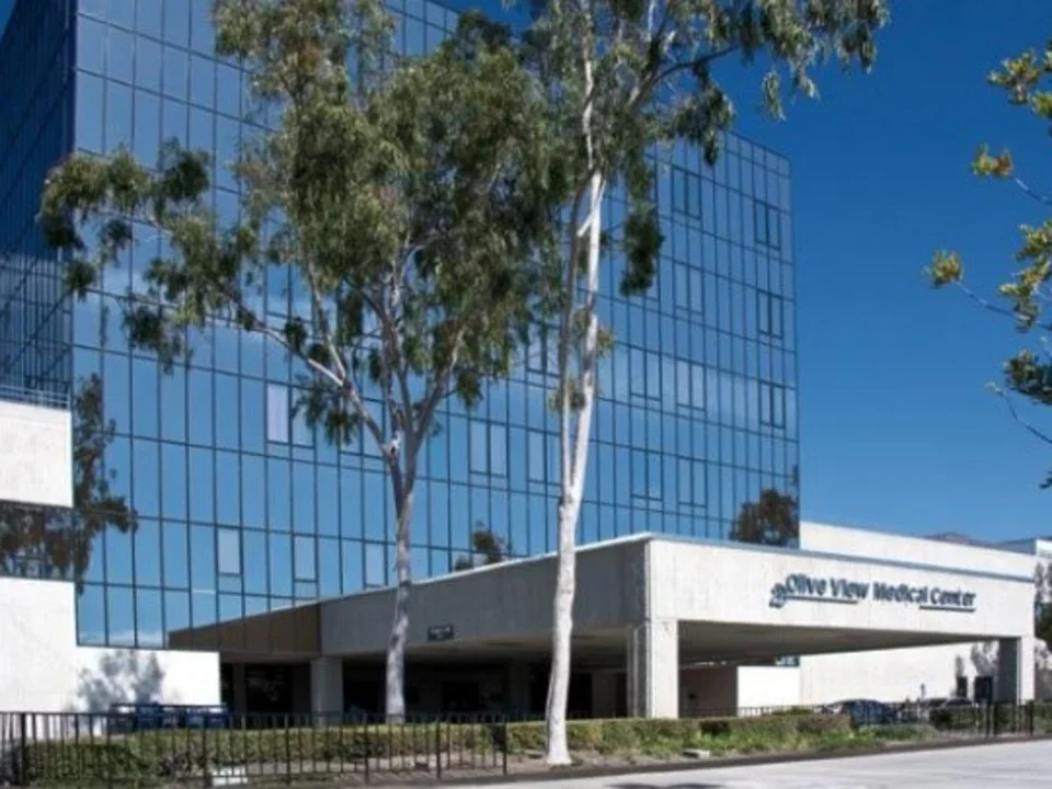 A street view of the Olive View Hospital